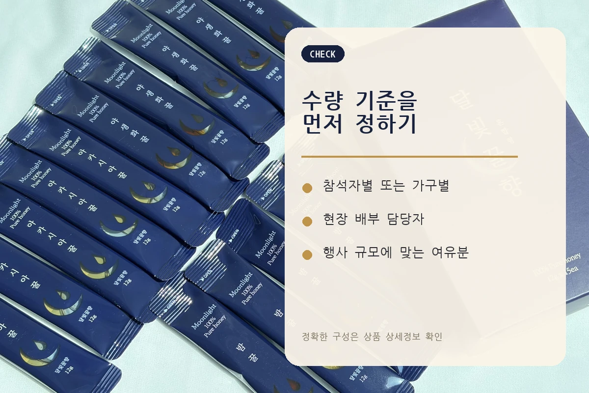 결혼답례품 참석자별 가구별 수량과 배부 기준